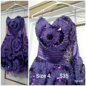 Purple Sequenced Cocktail Dress